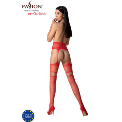 Passion - S030 Bas Rouges Avec Jarretière Taille Unique